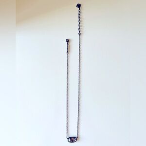 Kendra Scott Elisa Gunmetal Pendant Necklace in Clear Stone